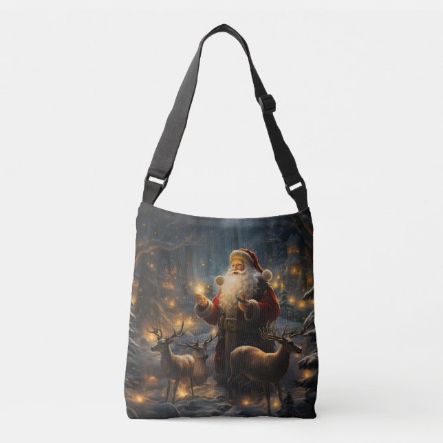 Sac Ajustable Nuit de Noël de Santa sous la forêt enneigée (Devant)