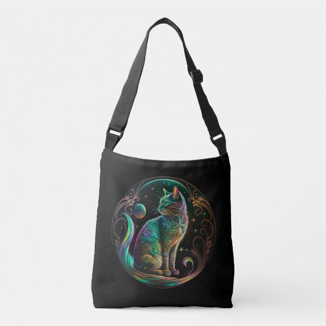 Sac Ajustable Œuvre d'art moderne de chat psychédélique élégant  (Devant)