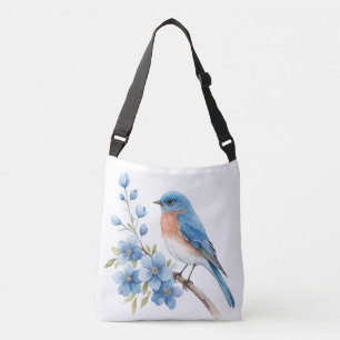 Sac Ajustable Oiseau bleu avec des fleurs bleues