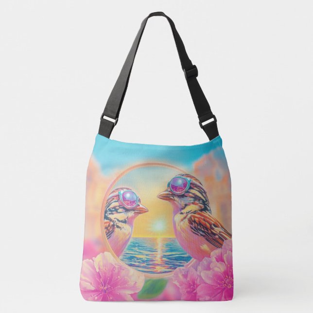 Sac Ajustable Oiseaux cool avec lunettes de soleil au coucher du (Devant)