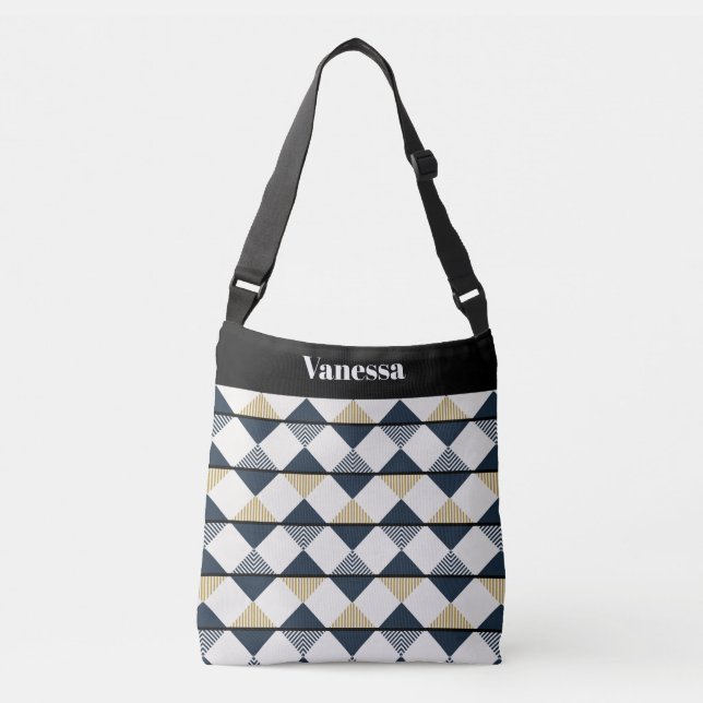 Sac Ajustable Or noir bandes blanches et diamants (Devant)