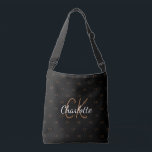 Sac Ajustable Or noir nom monogramme élégant<br><div class="desc">Un fond noir élégant. Personnalisez et ajoutez votre nom,  initiales monogrammes. Votre monogramme en motif de fond. Le nom est écrit avec un style de lettrage manuscrit. Lettres blanches et dorées.</div>