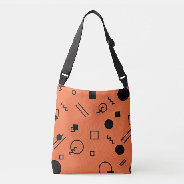 Sac Ajustable Orange, fun, trendy, geometric Memphis graphic (Devant)