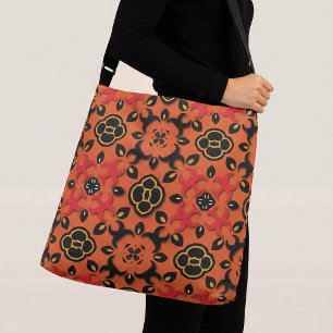 Sac Ajustable Orange rouge noir ethnique Arabesque Boho Chic