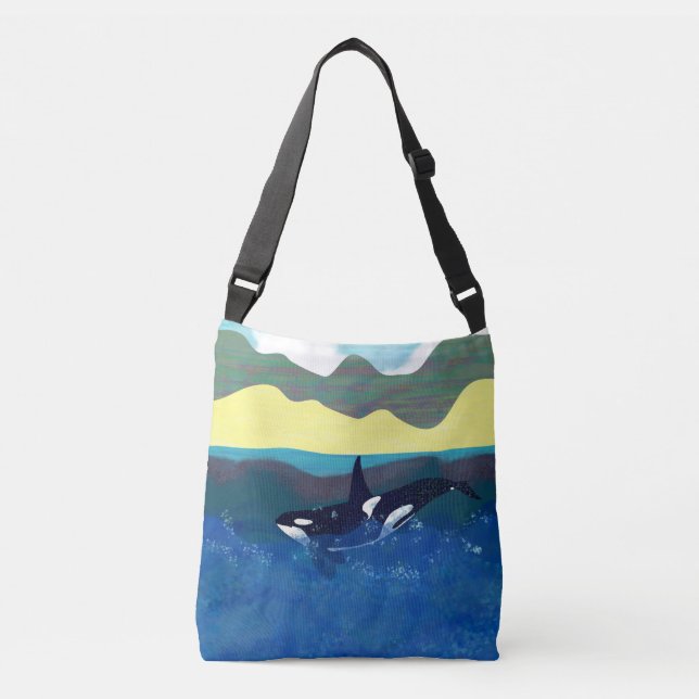 Sac Ajustable Orca dans l'océan brillant (Devant)