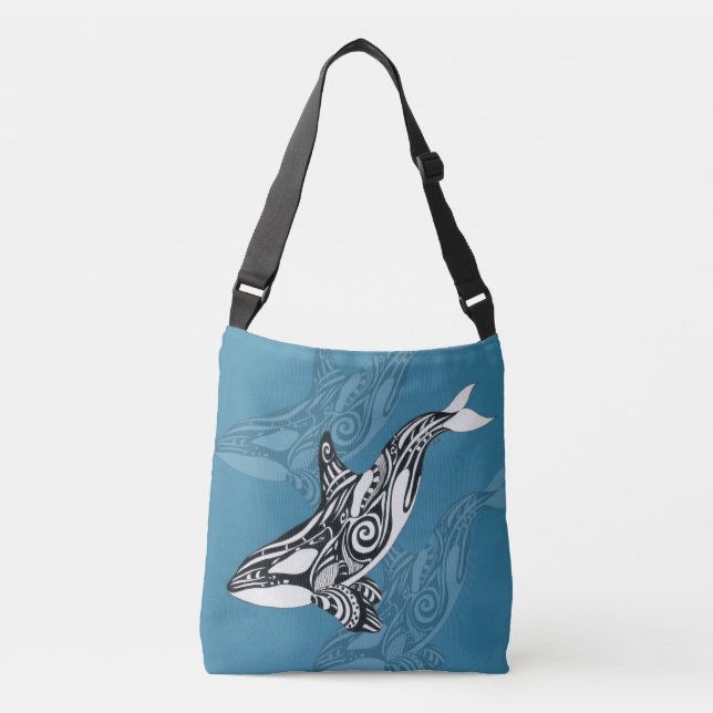 Sac Ajustable Orca Killer Whale Tlingit Indigo encre bleue (Devant)