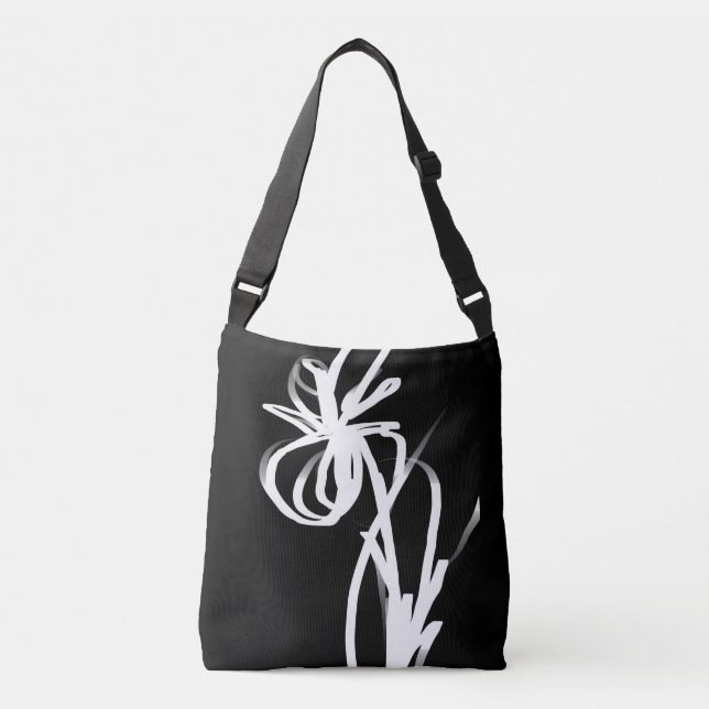 Sac Ajustable Orchidée Noir : Abstrait noir et blanc (Devant)