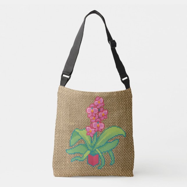 Sac Ajustable Orchidée Pixelart, Pixel Art  (Devant)