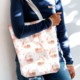 Sac Ajustable Ours Bébé Couché Rose Sur Lune Nuages & Étoiles