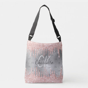 Sac Ajustable Paillettes argentées élégantes monogramme