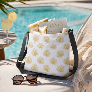 Sac Ajustable Palmier en or chic sur fond blanc pour voyage / sh