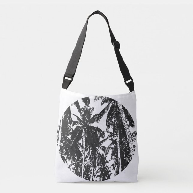 Sac Ajustable Palmiers tropicaux design circulaire en noir (Devant)