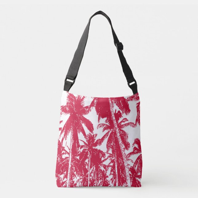 Sac Ajustable Palmiers tropicaux design en rouge et blanc (Devant)