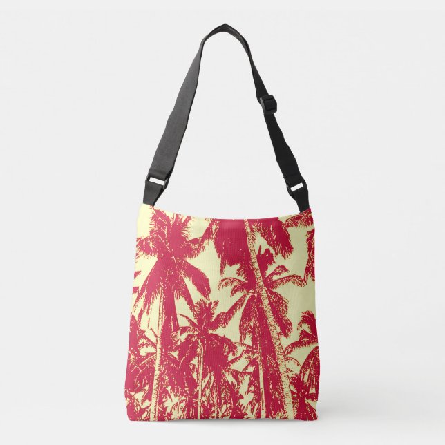 Sac Ajustable Palmiers tropicaux Design en rouge et jaune (Devant)