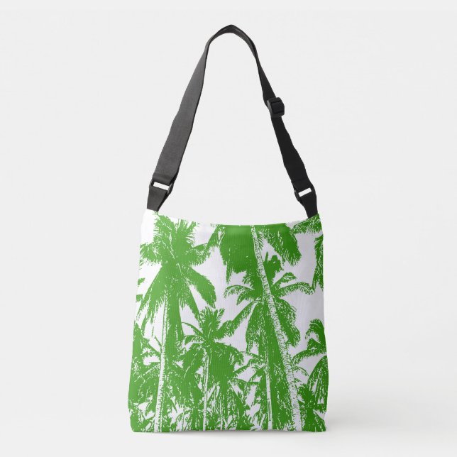 Sac Ajustable Palmiers tropicaux design en vert et blanc (Devant)