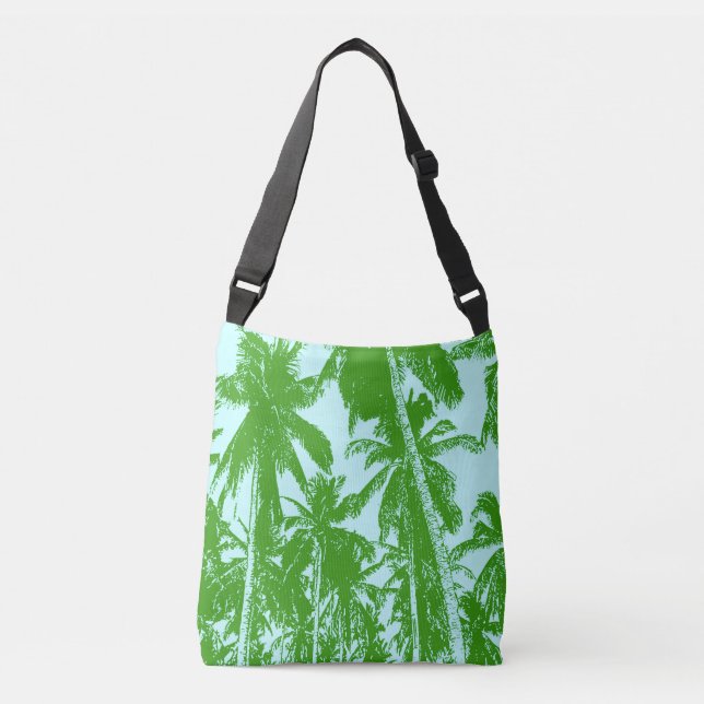 Sac Ajustable Palmiers tropicaux Design en vert et bleu (Devant)