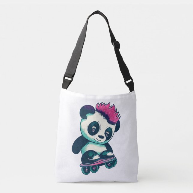 Sac Ajustable Panda bébé mignonne avec mohawk | Panda de patinag (Devant)
