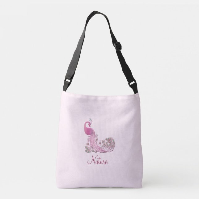 Sac Ajustable Paon et calligraphie sur or rose clair (Dos)