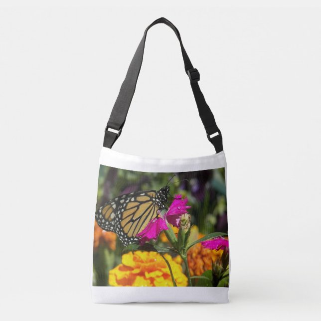 Sac Ajustable Papillon Monarque sur Fleur Marigold Rose (Devant)