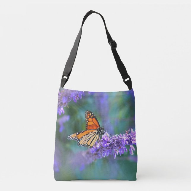 Sac Ajustable Papillon Monarque sur Fleur violette lilas (Dos)