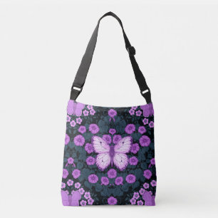 Sac Ajustable Papillons et symétrie des fleurs, violet et bleu