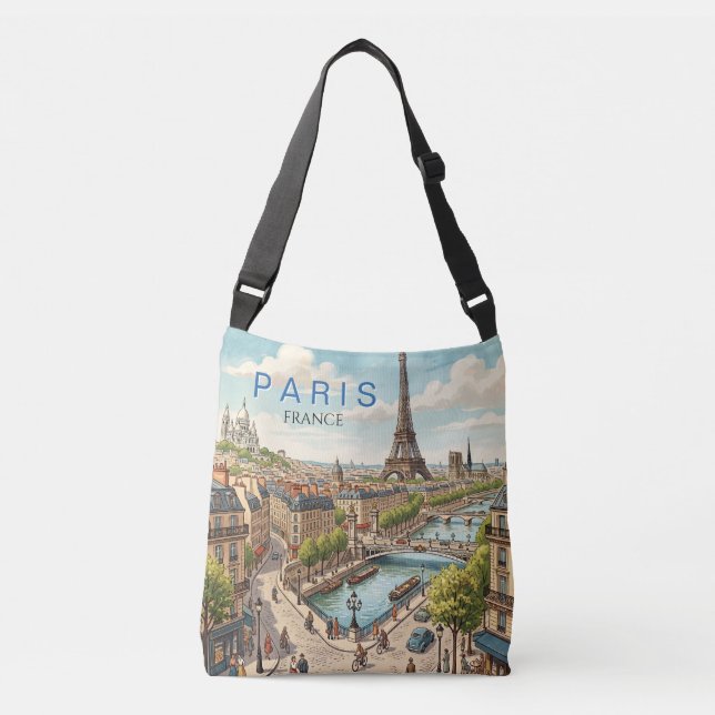 Sac Ajustable Paris France Voyage Art Rétro (Devant)