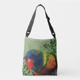 Sac Ajustable Parrot Macaw coloré assis dans un Plante vert feui