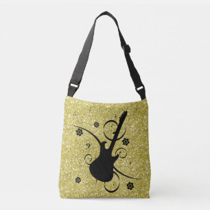Sac Ajustable Parties scintillant Artsy Black Guitare & Fleurs G