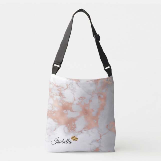 Sac Ajustable Parties scintillant Blanche Luxe Marbre rose blanc (Devant)