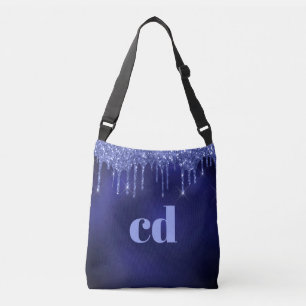Sac Ajustable Parties scintillant bleu marine gouttes monogramme