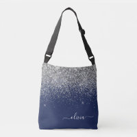 Parties scintillant bleue Silver Navy Girl Monogra