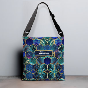 Sac Ajustable Parties scintillant chic en faux girly bleu turquo