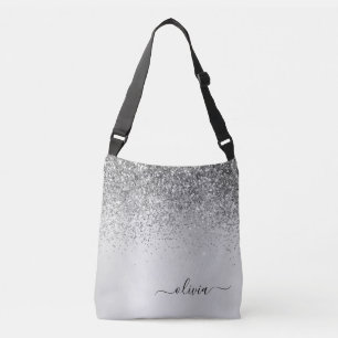 Sac Ajustable Parties scintillant d'argent Monogramme métallique