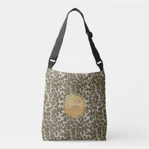 Sac Ajustable Parties scintillant Or Monogrammé Et Peau Léopar