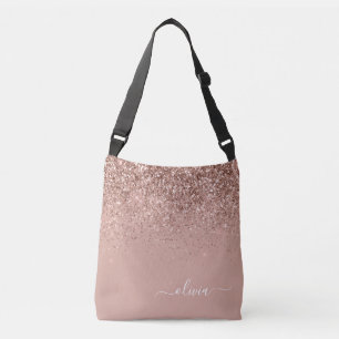 Sac Ajustable Parties scintillant or rose rose pâle Nom du monog