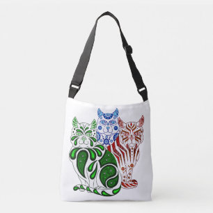 Sac Ajustable Pattes, rayures et bobbles, art folklorique Chats,