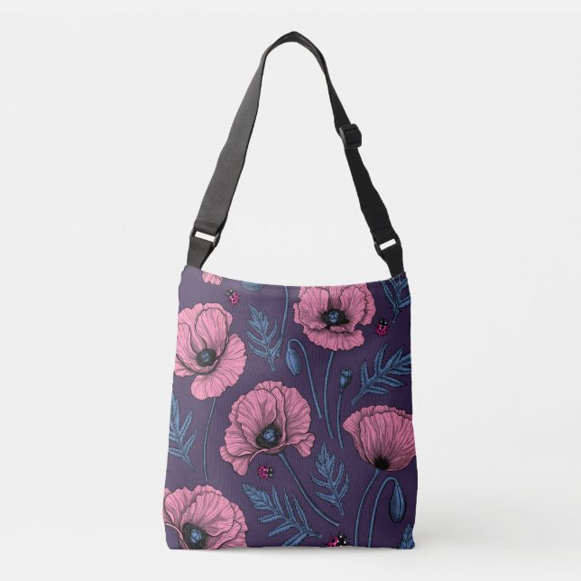 Sac Ajustable Pavot rose sur violet foncé (Devant)
