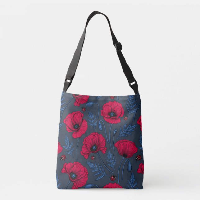 Sac Ajustable Pavot rouge et coccinelle bleu foncé (Dos)