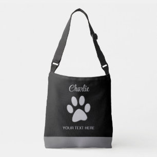 Sac Ajustable Paw Chien Argent sur arrière - plan noir