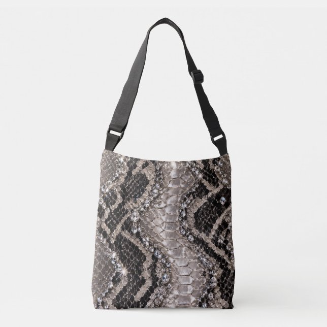 Sac Ajustable Peau de serpent cristal argent Luxe (Devant)