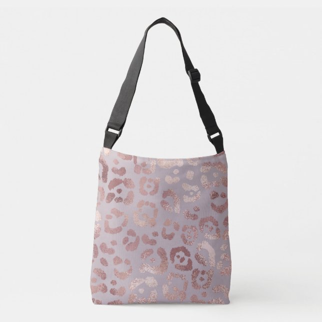 Sac Ajustable Peau léopard : élégance or rose. (Devant)