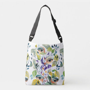 Sac Ajustable Peint à la main Elegant Feminine Eyes Feuilles col