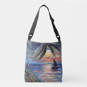 Sac Ajustable Peinture d'océan de coucher du soleil de palmiers