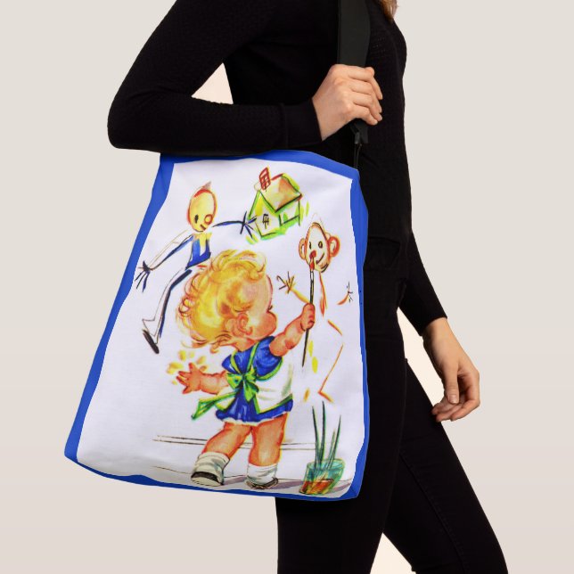 Sac Ajustable peinture mignonne de petite fille sur le mur (De près)