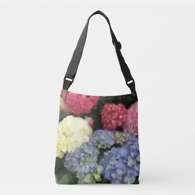 Sac Ajustable Peinture numérique à fleurs bleu et rose Hydrangea (Devant)