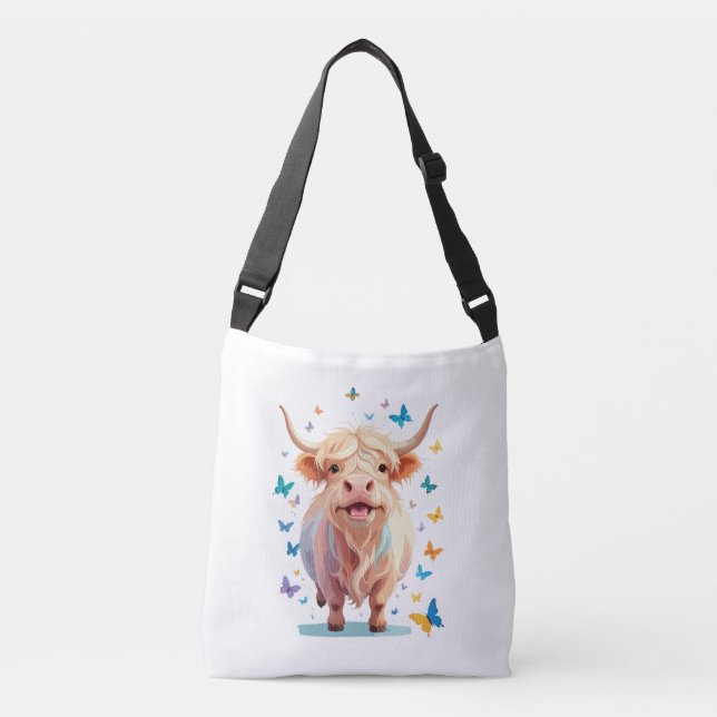 Sac Ajustable Peinture vectorielle de vache Highland adorable an (Devant)