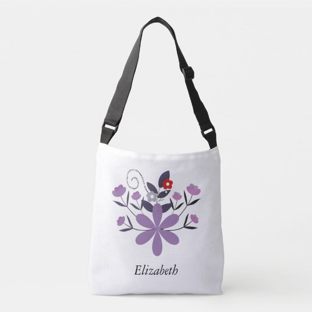Sac Ajustable Personnalisé élégant floral violet gris violet (Devant)