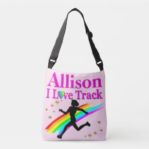 SAC AJUSTABLE PERSONNALISÉ I LOVE TRACK PINK CROSS CORPS FOURRE-