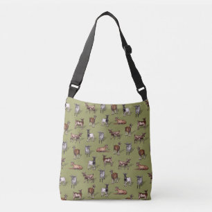 Sac Ajustable Petites chèvres en vert - Motif de troupeau de chè