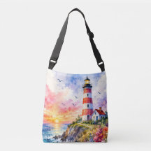 Phare aquarelle coloré au bord de la mer